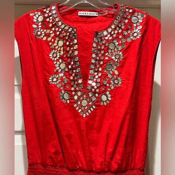 Alice and Olivia Mirrored Red Dress Sz 0 - Picture 2 of 6